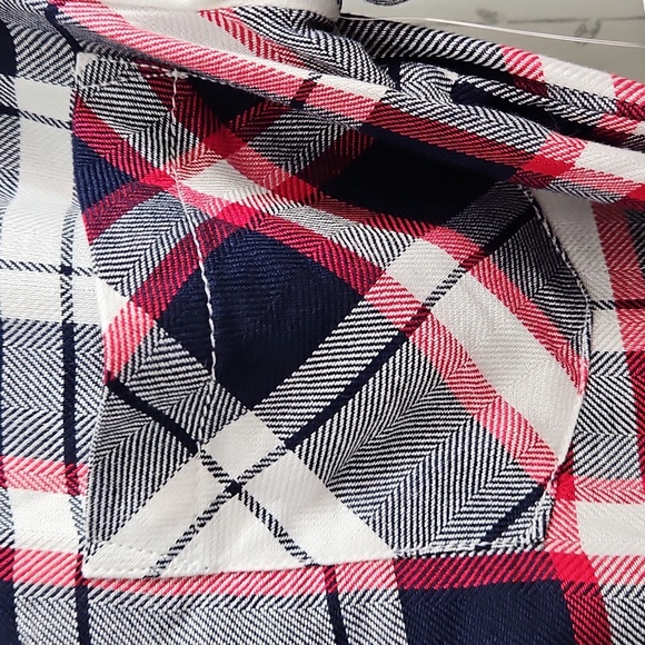 PLAID SHIRT DRESS SIZE SMALL / RED /WHITE/BLUE BLL-NYC - Picture 6 of 9